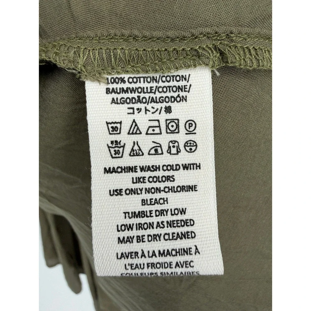 Free People Olive Green Cotton Notch Lapel Dolman Pleated Mini Dress XS OB814985